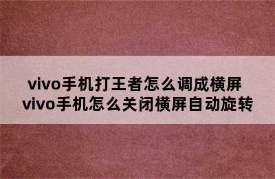 vivo手机打王者怎么调成横屏 vivo手机怎么关闭横屏自动旋转